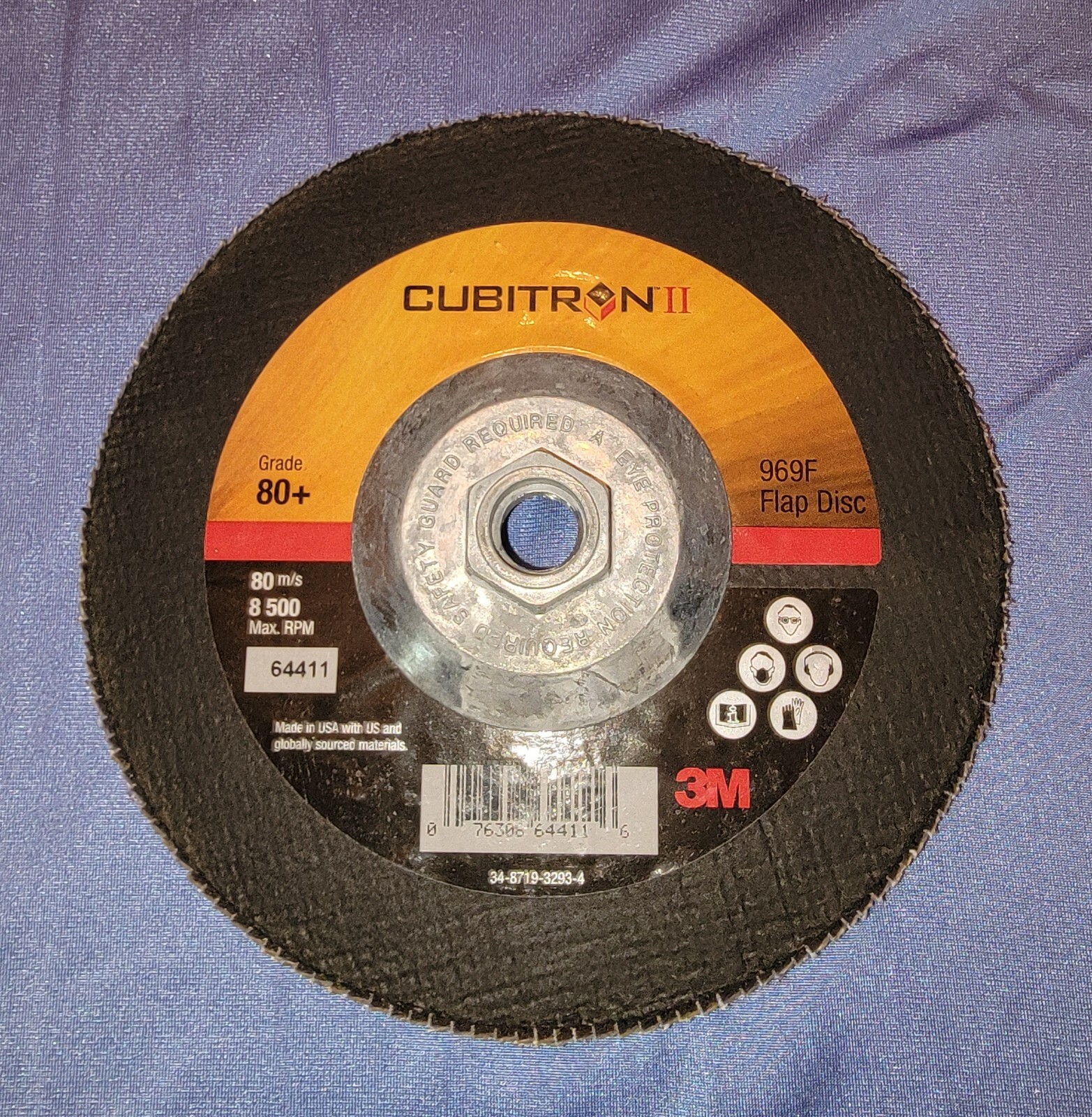 Lot of 5 – 3M Cubitron II Flap Disc 969F, T27 Giant 7″ x 5/8-11 80+ Sanding Disc