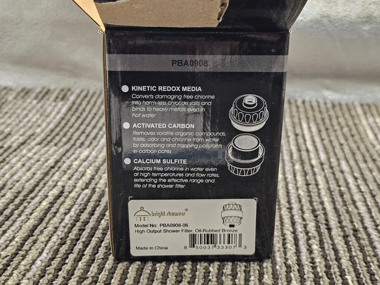 (QTY 2) Bright Showers PBA0908-06 Shower Filter Black for Hard Water Softener