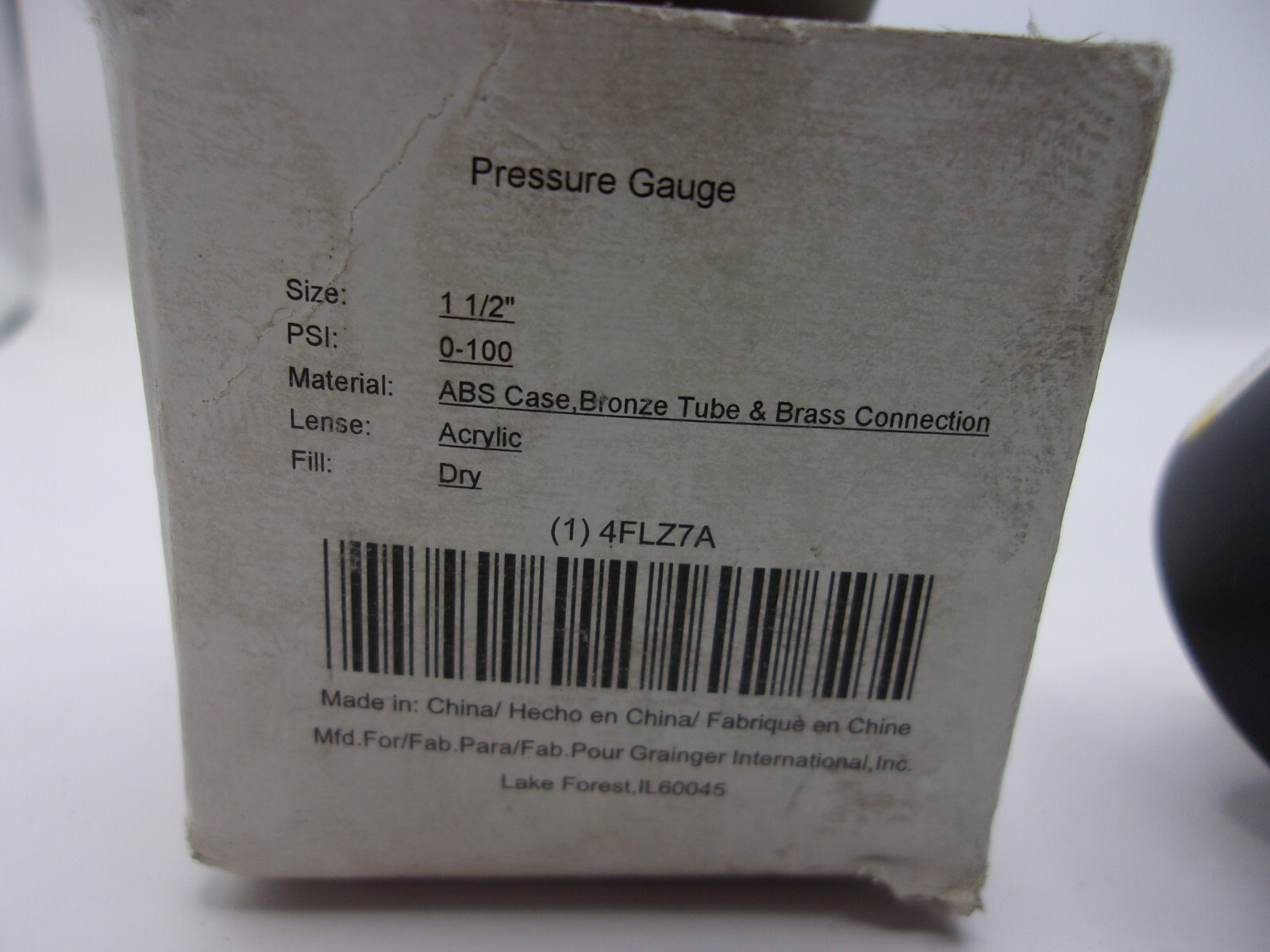 Grainger 4FLZ7A Commercial Pressure Gauge: 0 to 100 psi, 1112A