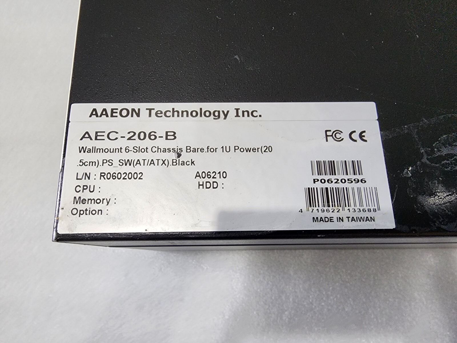AAEON TECH Wallmount 6-slot Chassis Bare.for 1U Power AEC-206-B (As-Is)