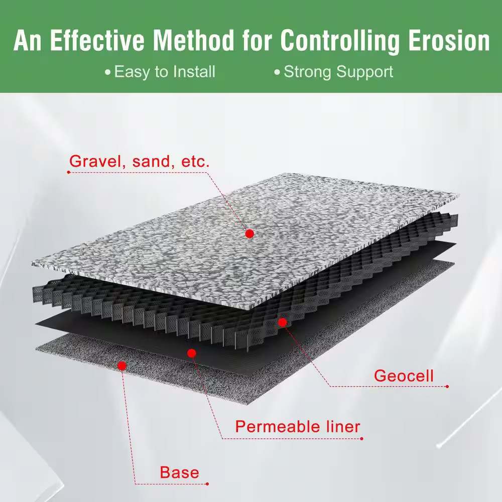 10 Ft. X 16.5 Ft. X 6 In. Plastic Ground Geo Grid Ground Pavers Geocell Sand and