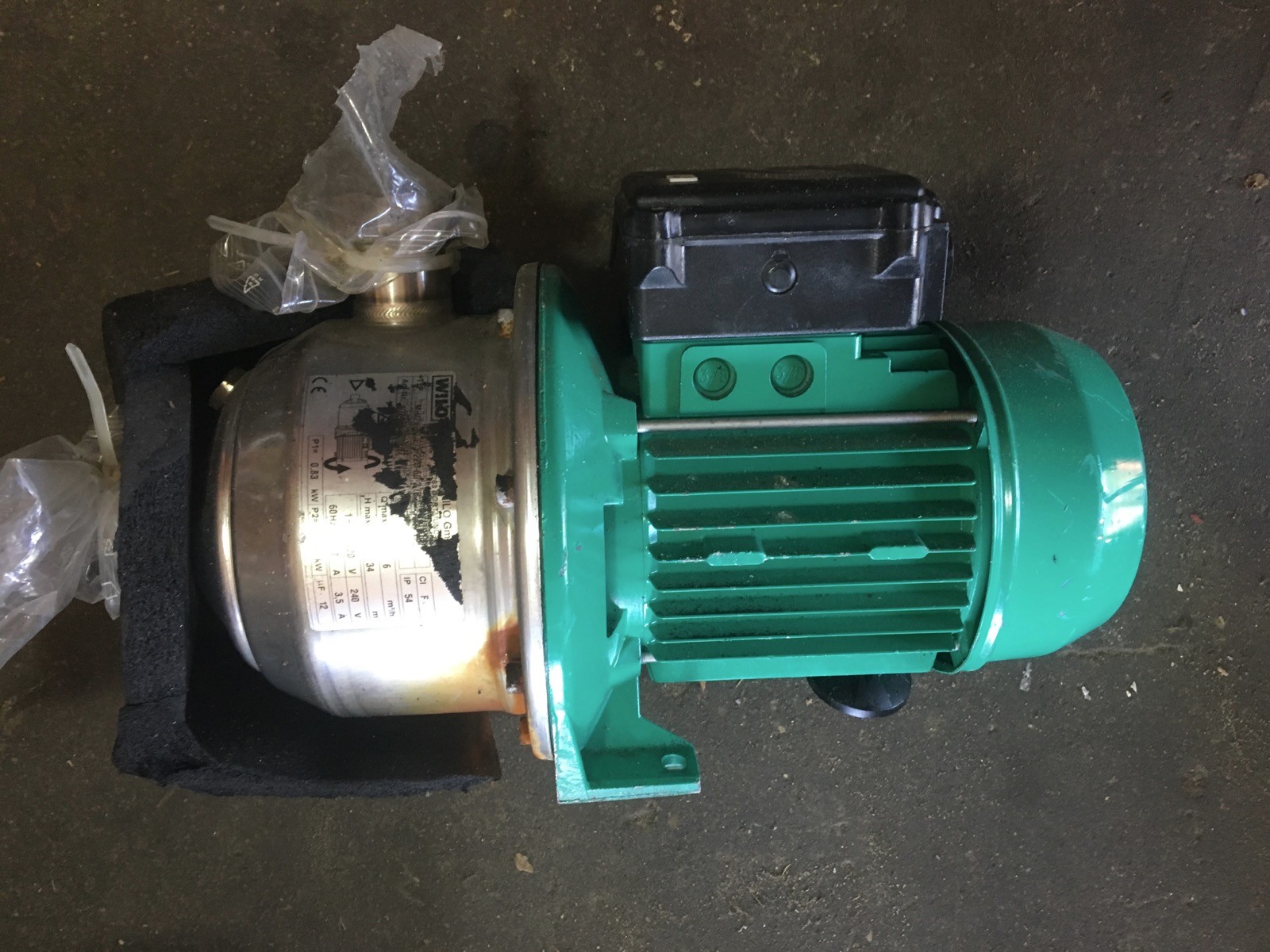 WILO COOLING WATER PUMP 220V 60 Hz MHI2027/E/220-60-2/B FOR PARTS ONLY