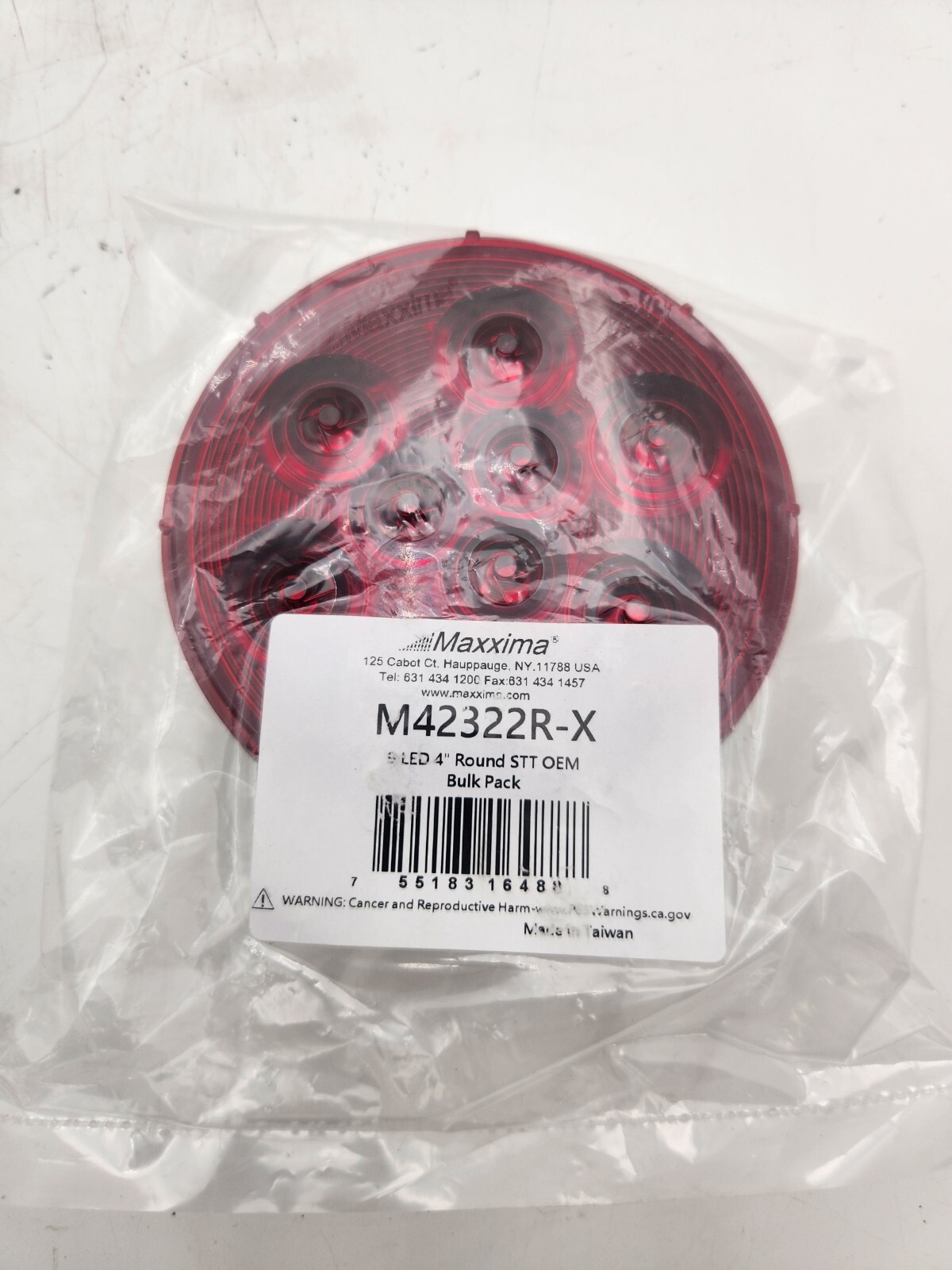 Maxxima M42322R Brake Stop/Tail/Turn Light LED Round 4-1/4″ Dia.