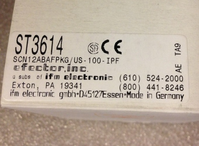 IFM Electronic ST3614, SCN12ABAFPKG/US-100-IPF, Flow Monitor 1/2 NPT, #1372C