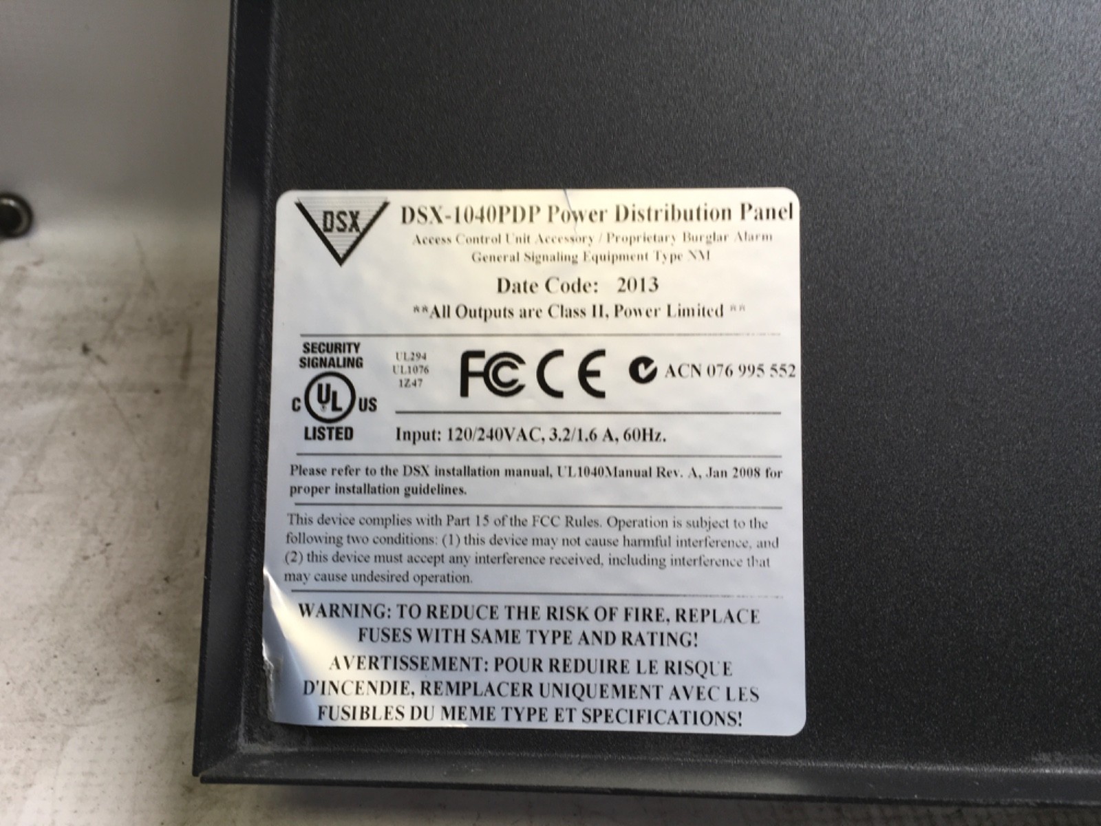 DSX-1040PDP Power Distribution Panel, 2-SWS150-15/DSX power supplies, used, OC-1