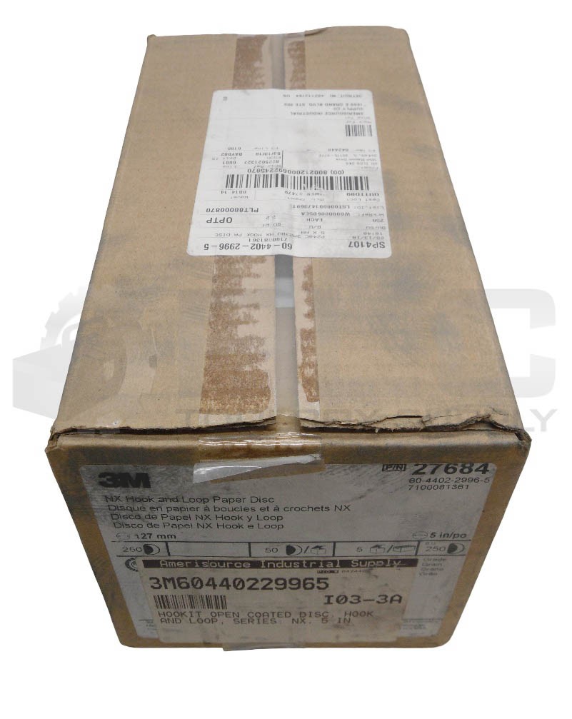 NEW SEALED BOX OF 250 3M 27684 NX HOOK AND LOOP DISC 5″ 127MM GRIT P240