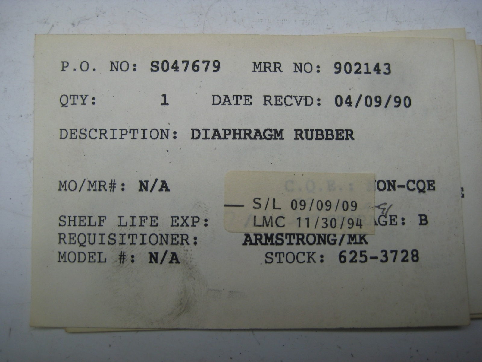 ARMSTRONG RUBBER DIAPHRAGM NSNP
