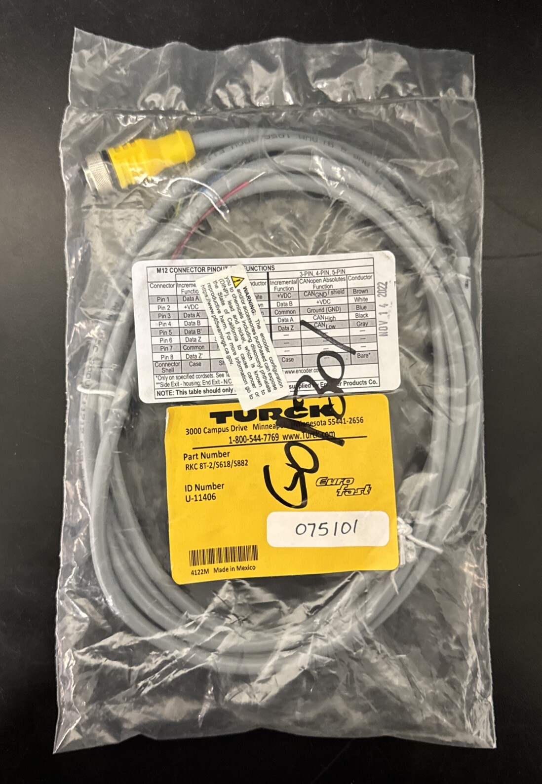 Turck RKC 8T-2/S618/S882 Euro Fast Cordset U-11406