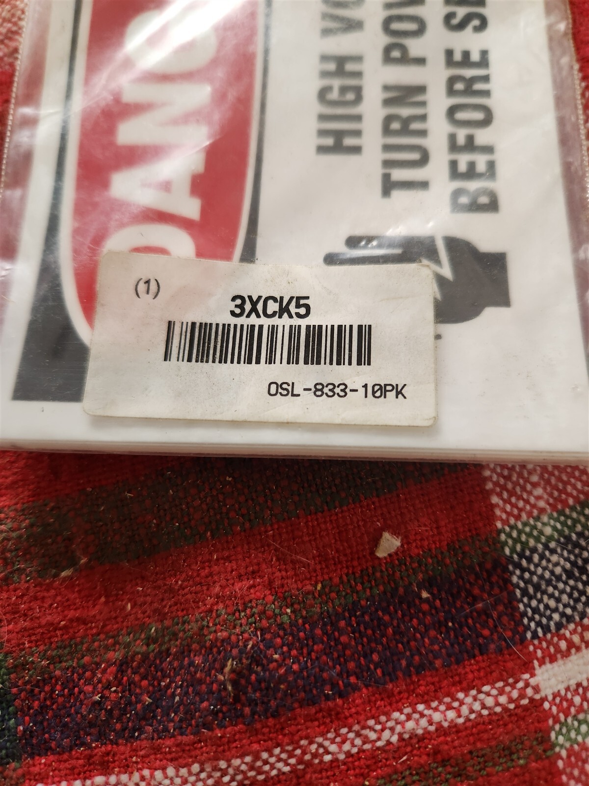 NEW High Voltage Labels 3XCK5, Lot of 8 *FREE SHIPPING*