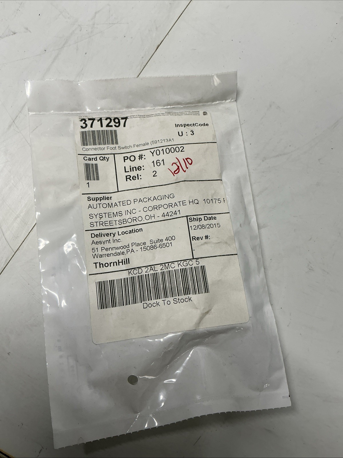 Automated Packaging Systems 591213A1 Footswitch Retrofit Assembly X-495