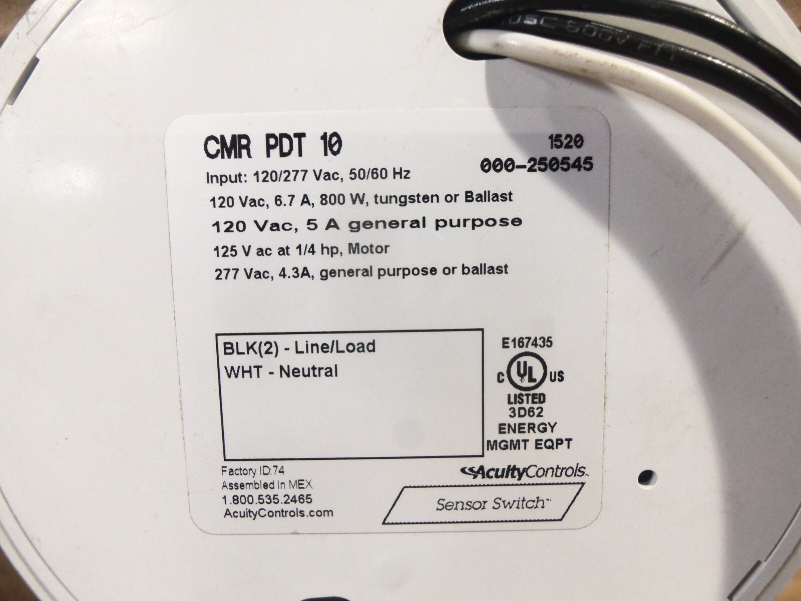 NEW SENSOR SWITCH CMR PDT 10 CEILING MOUNT OCCUPANCY SENSOR FIRE ALARM