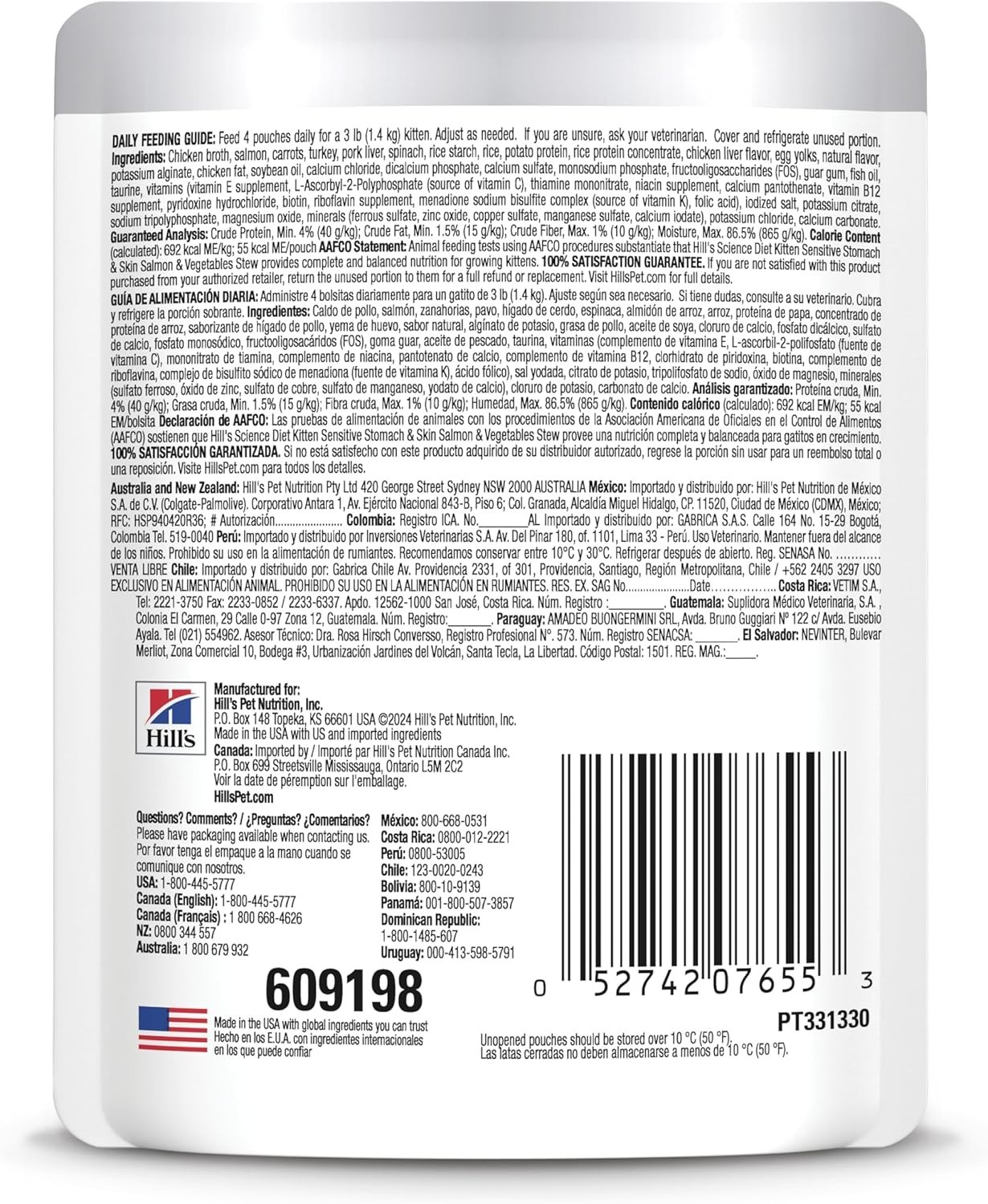 Hill’s Science Diet Kitten Sensitive Salmon Wet Cat Food 2.8oz 24ct