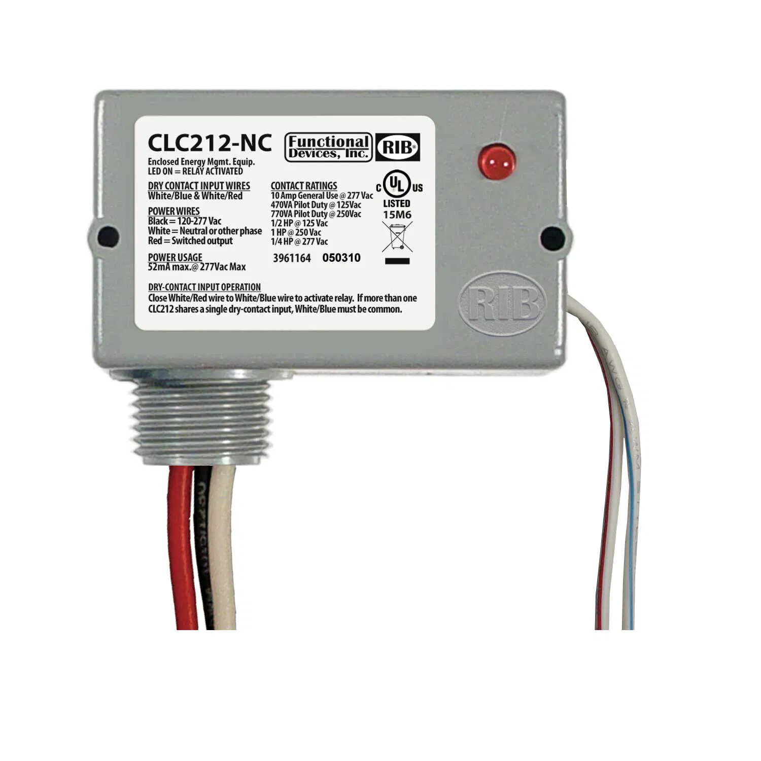 Functional Devices CLC212 Light Controller Relay 10A SPST 120-277Vac