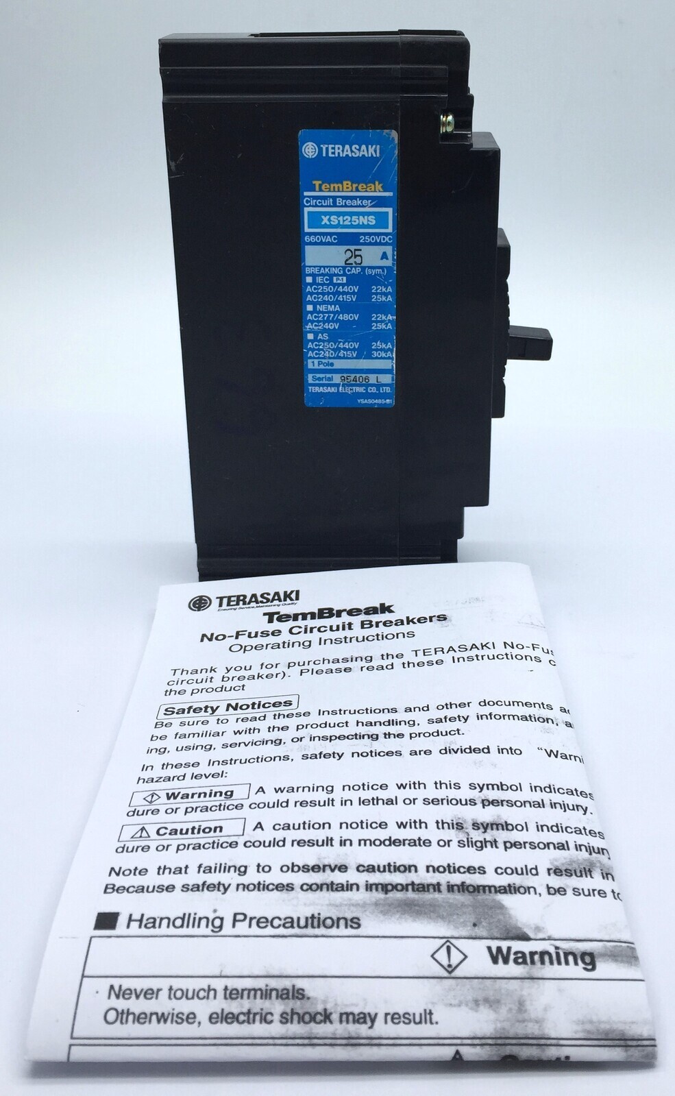 Terasaki Tembreak XS125NS MCCB 25A FC 1P AC240/415VAC 30kA 