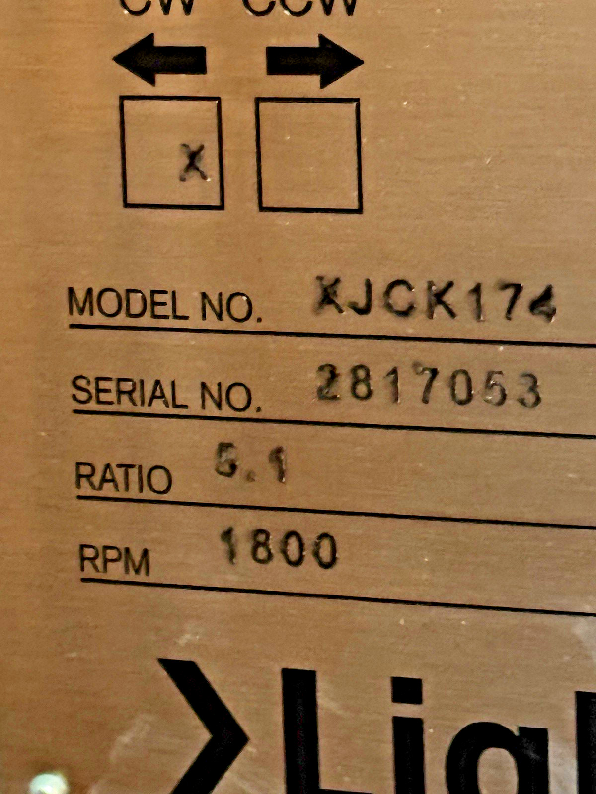 SPX FLOW Lightnin XJCK174 Mixer Agitator 1.74 HP BALDOR Motor XP Hazardous Loc