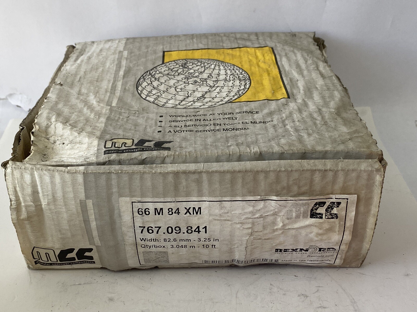 Rexnord MCC 66 M 84 XM 767.09.841. 3.25” Width 10 Ft Length Chain Conveyor