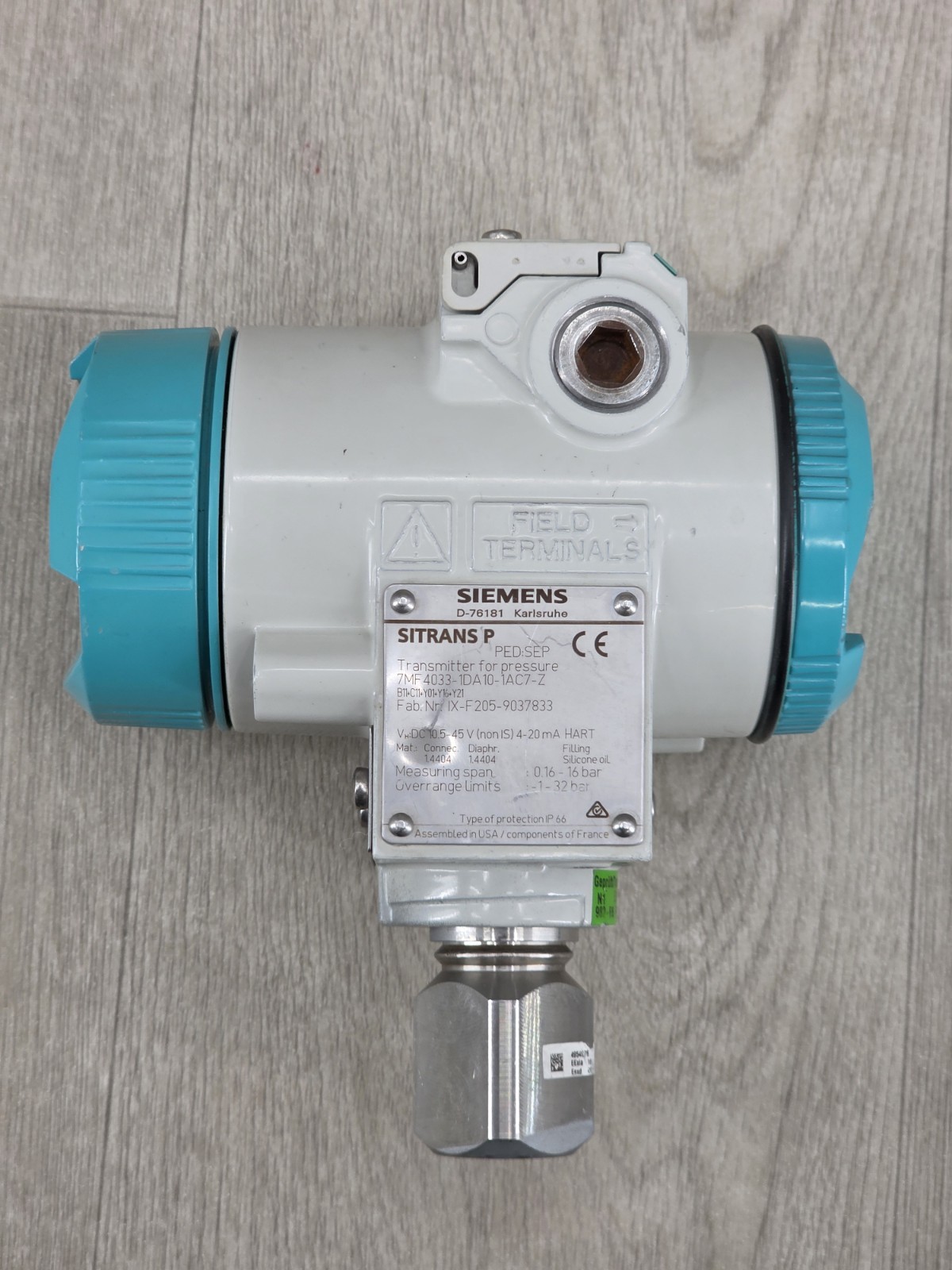 Siemens Sitrans P 7MF4233-1GA10-1NC6-Z Transmitter for Pressure 48975LIN