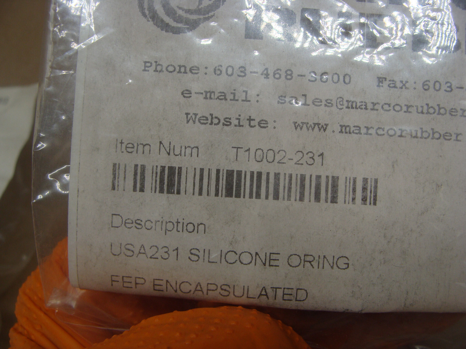 LOT OF 5 PKGS OF 3 MARCO RUBBER TEFLON ENCAPSULATED O-RINGS T1002-231