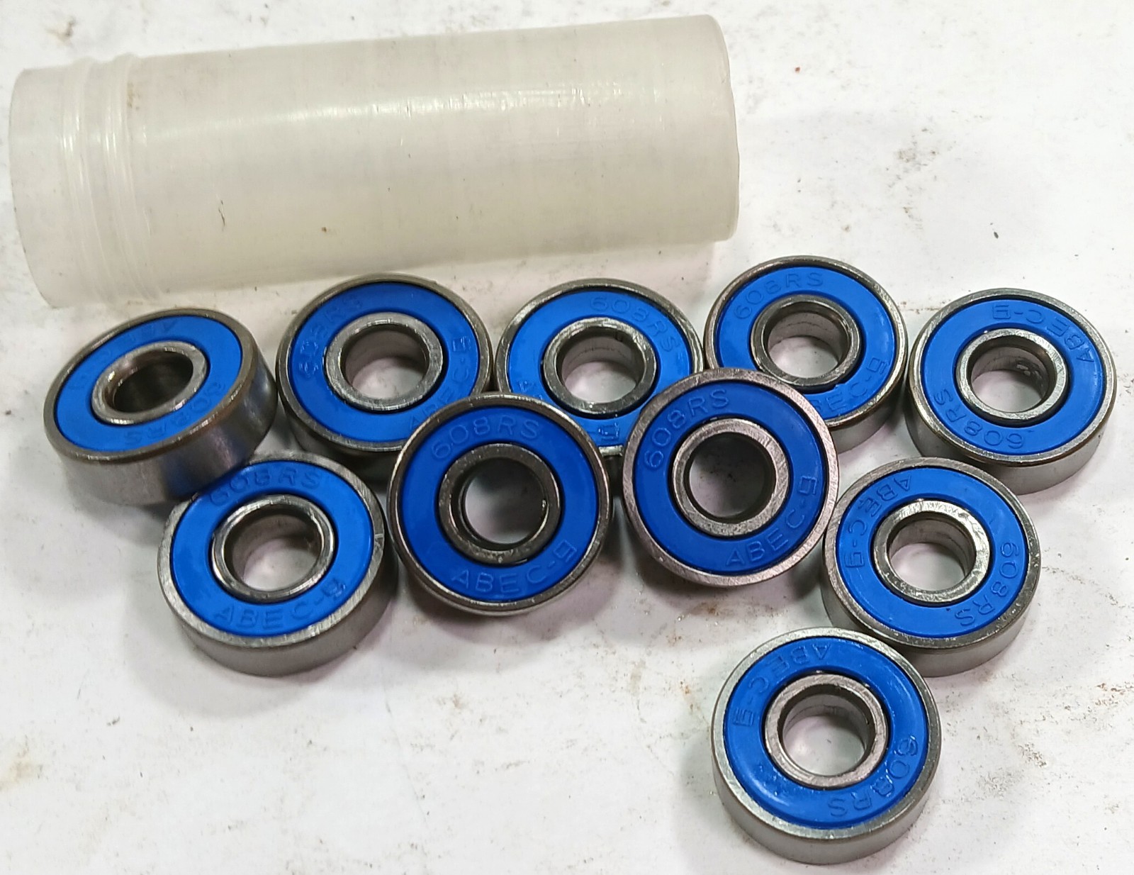 10 NEW UNBRANDED 608RS ABEC 9 BLUE DEEP GROOVE BALL BEARINGS NNB ***MAKE OFFER**