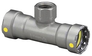 Viega MEGAPRESSG 25406 Carbon Steel Tee 125 PSI (3/4 Inch x 3/4 Inch x 1/2 Inch)