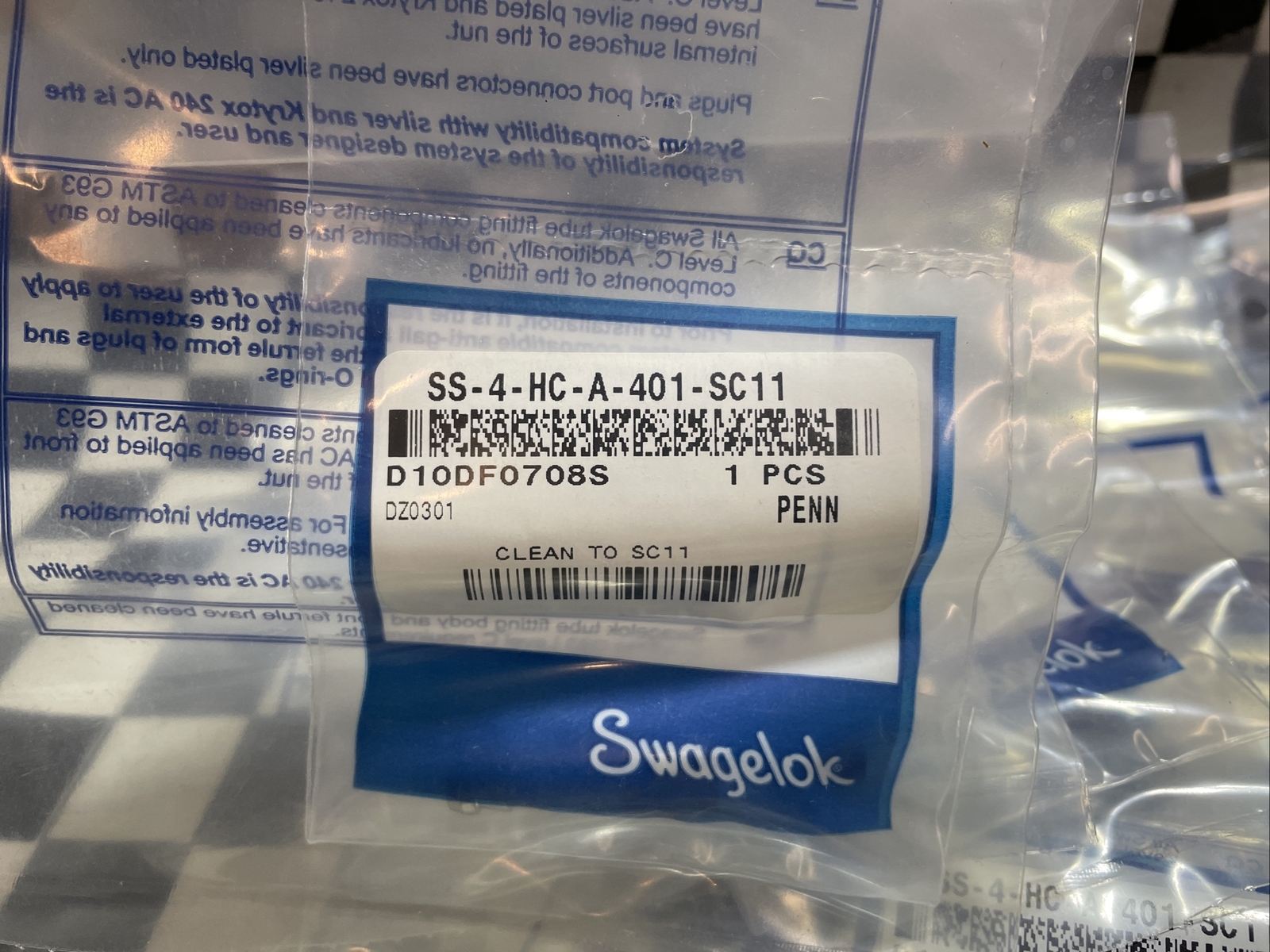 SWAGELOK Hose Connector 1/4″, SS-4-HC-A-401-SC11, LOT OF 10, SHIPSAMEDAY #1329P9
