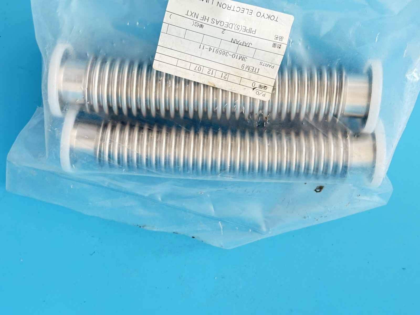 Tokyo Electron TEL Pipe Degas HF NXT 3M10-365914-11 OEM Japan – 2pcs New