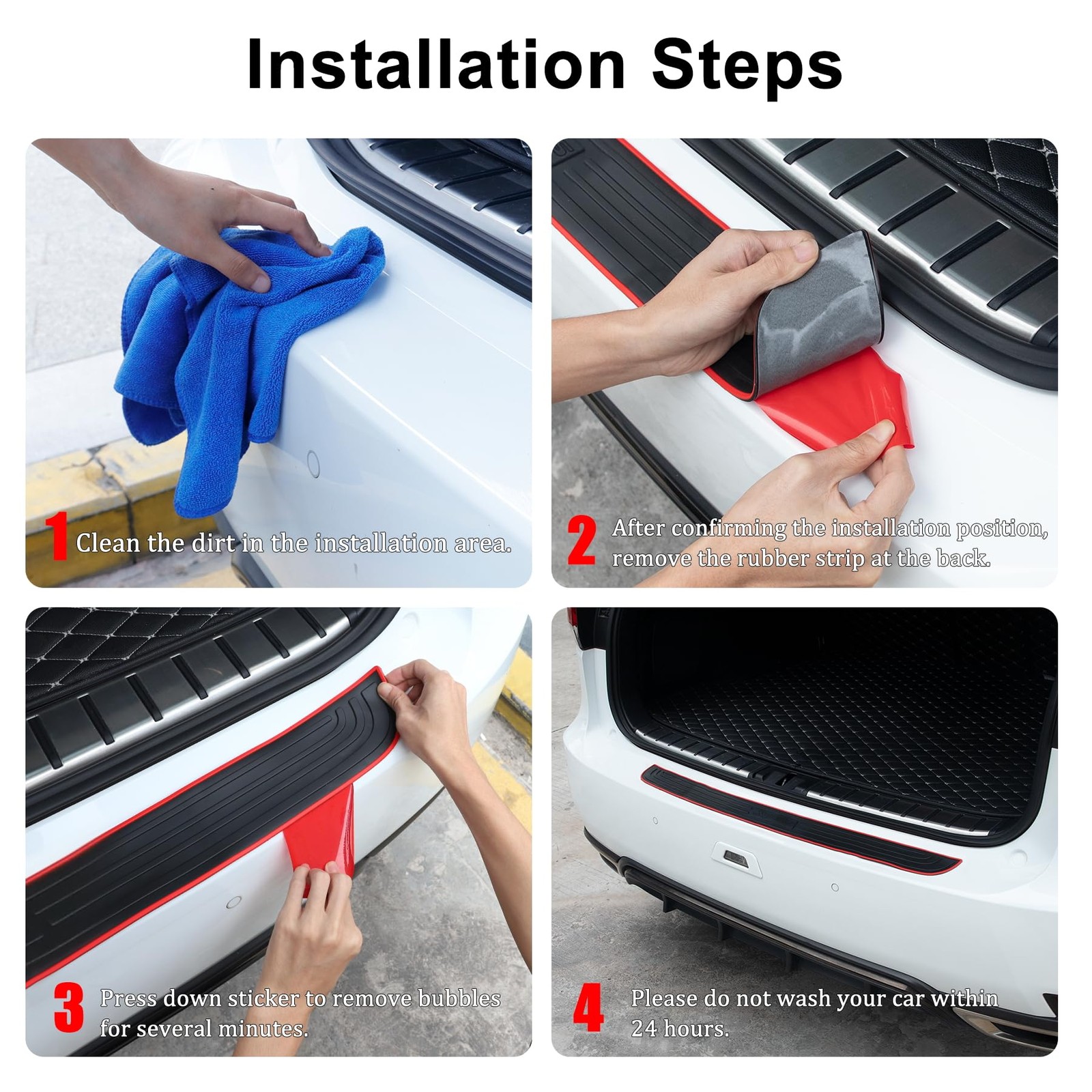 Car Rear Bumper Protector, 35.5inch x2.75inch Car/SUV Universal Rubber Anti-S…
