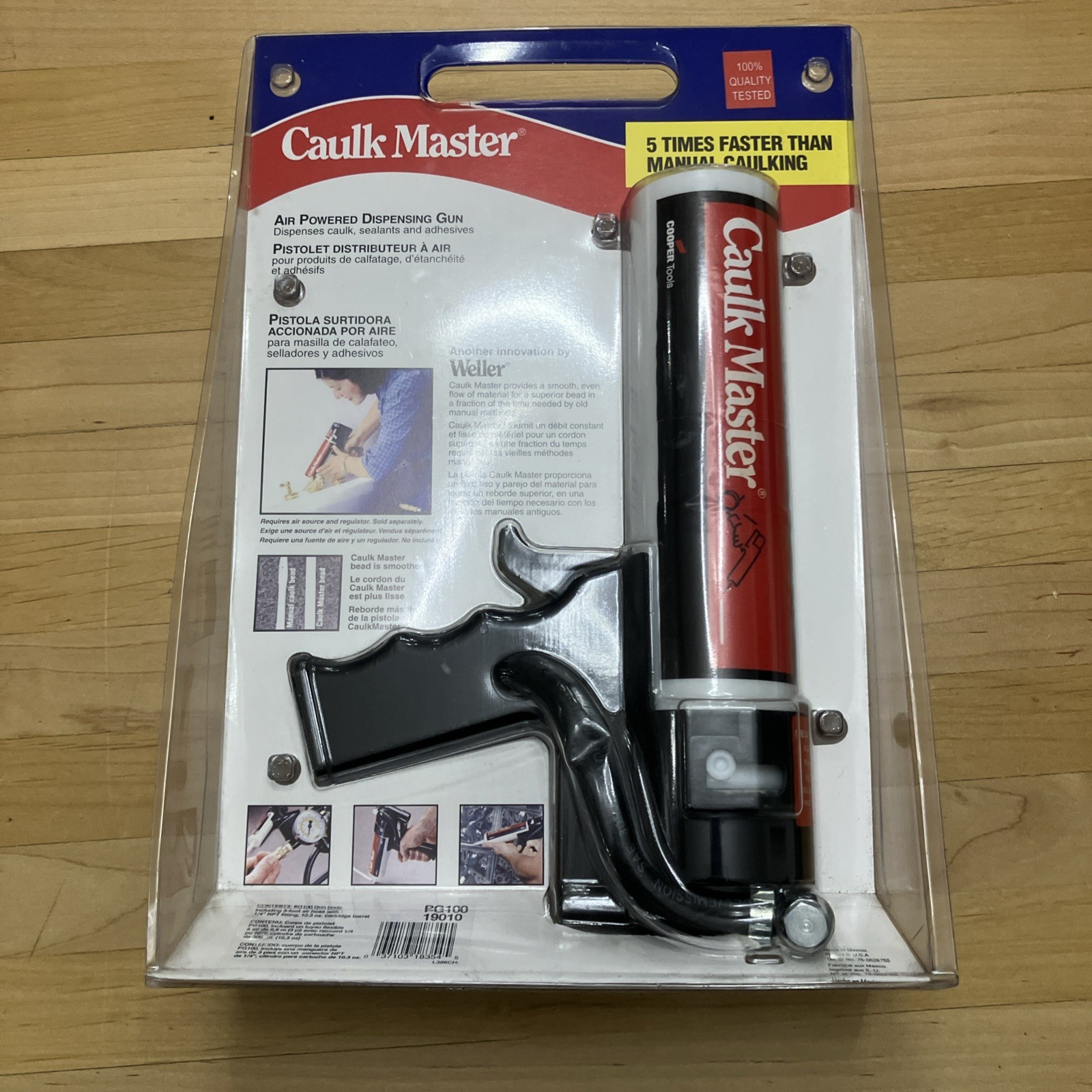 NEW WELLER CAULK MASTER GUN PG100, 3FT AIR HOSE, 1/4″ NP