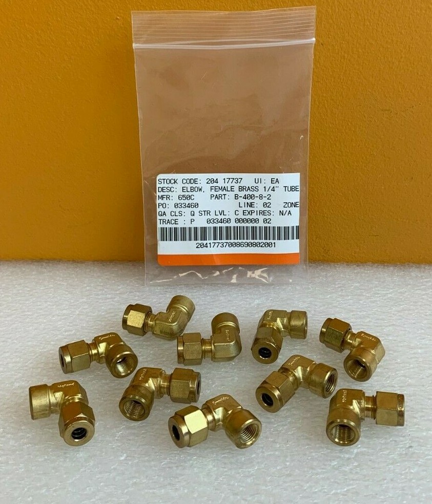 Swagelok SS-400-8-2 (Lot of 10) 1/4″ Tube OD x 1/8″ FNPT, SS Tube Fittings. New!