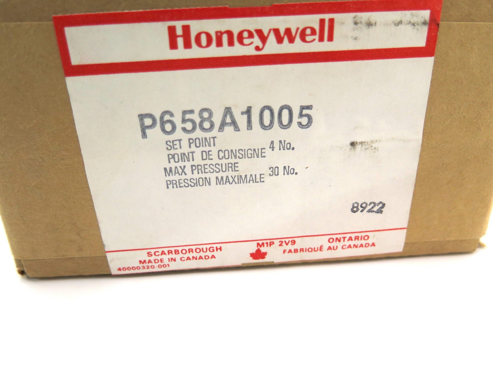 Honeywell P658A1005 1 P.E. Relay Set Point 4psig
