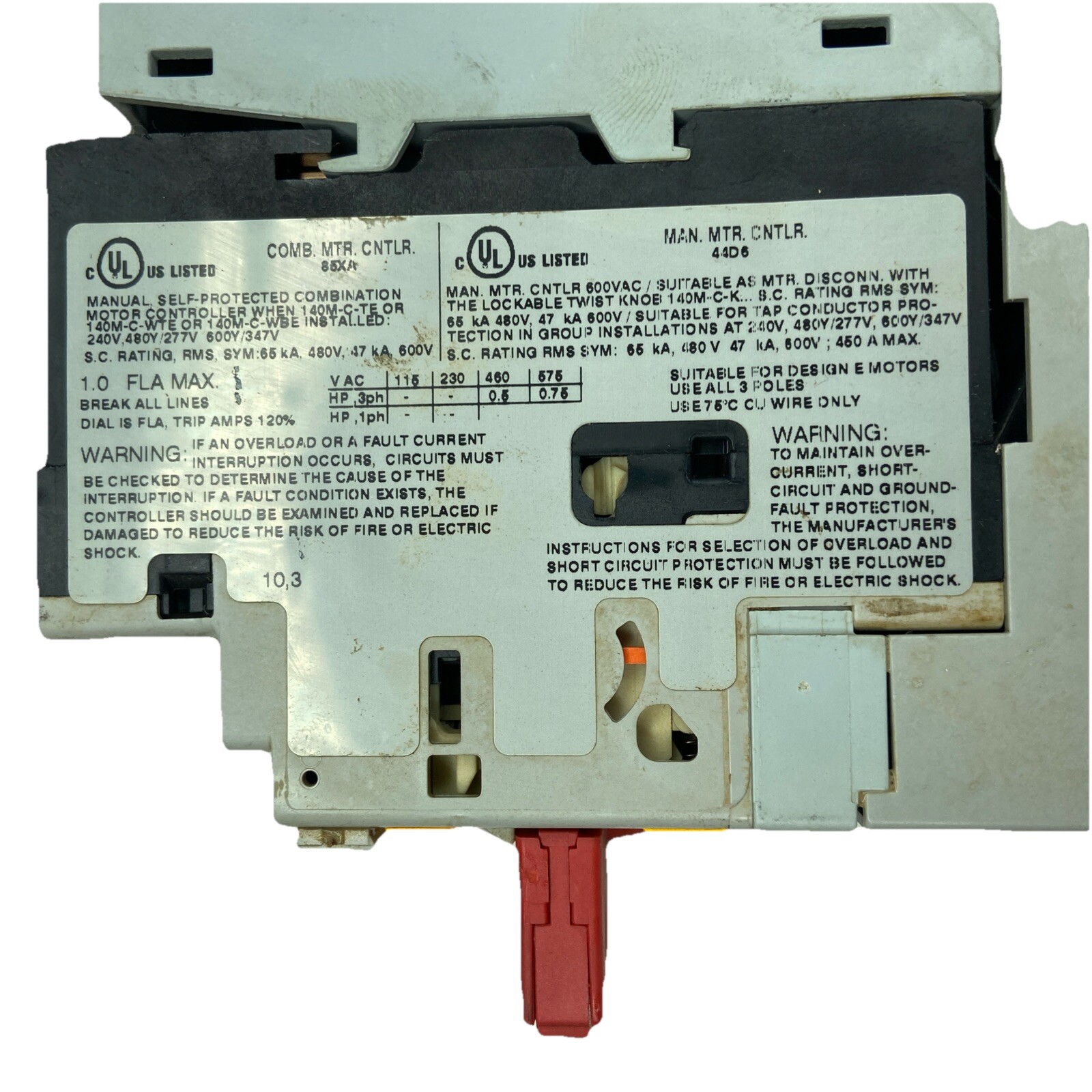 Used Allen Bradley Assembly 190S-ANDJ2-CB10C-KY, 140M-CE-B10, 100-C09D*10,138876