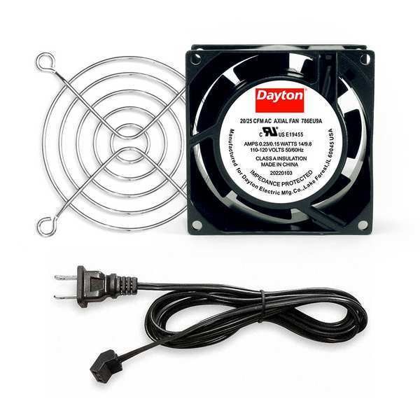 Dayton 786EU9 Square Axial Fan Kit, 120V AC, Cast Aluminum, 3 1/8 in W