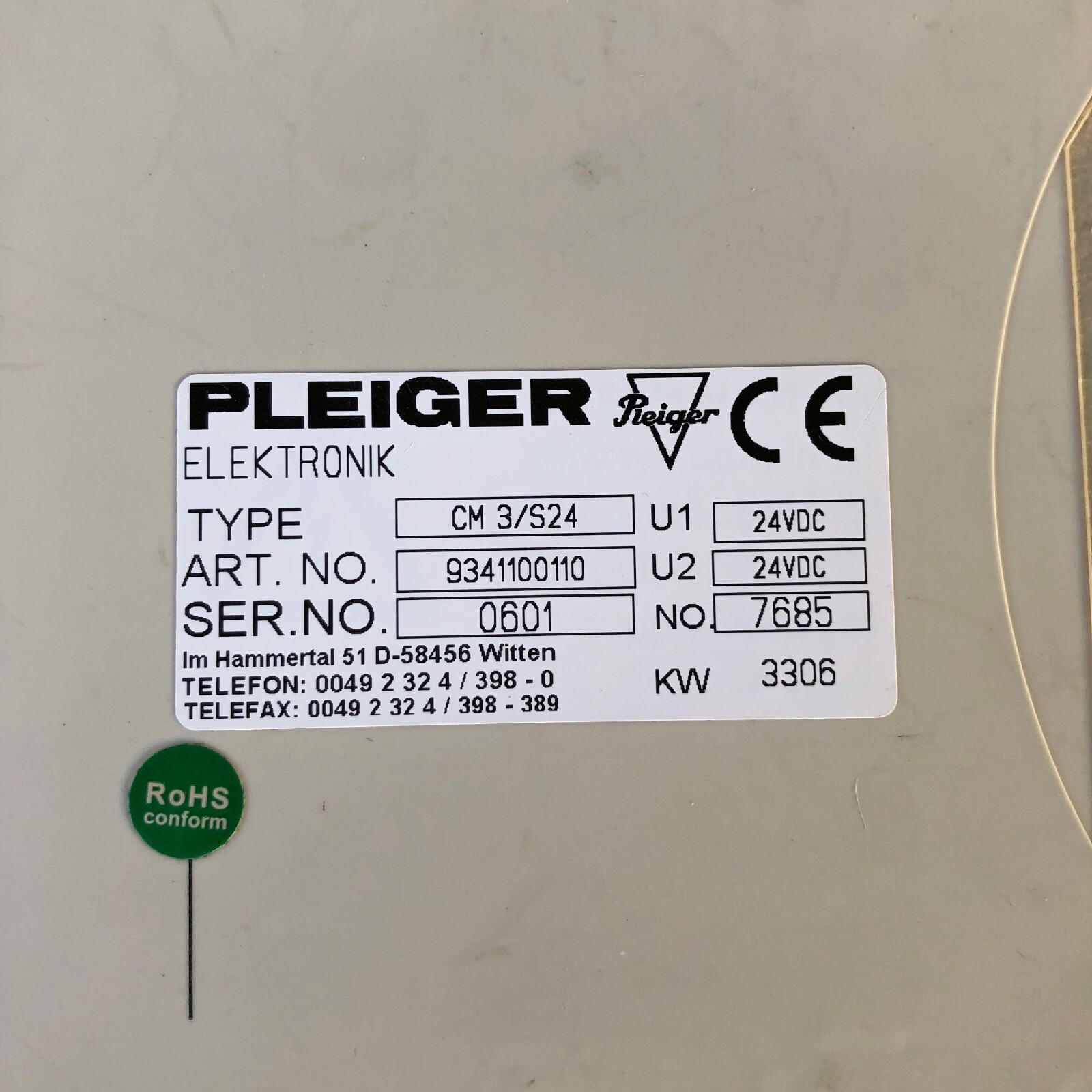 Pleiger CM3/S24 Control Module 9341100110