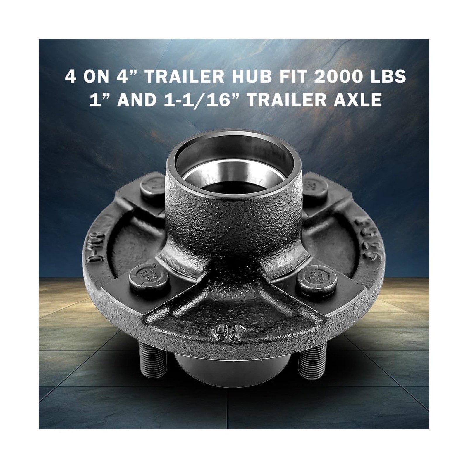 Trailer Idler Hub Kit 2000 lbs with 4 on 4″ Trailer Hub & Round BT8 Spindle,1…