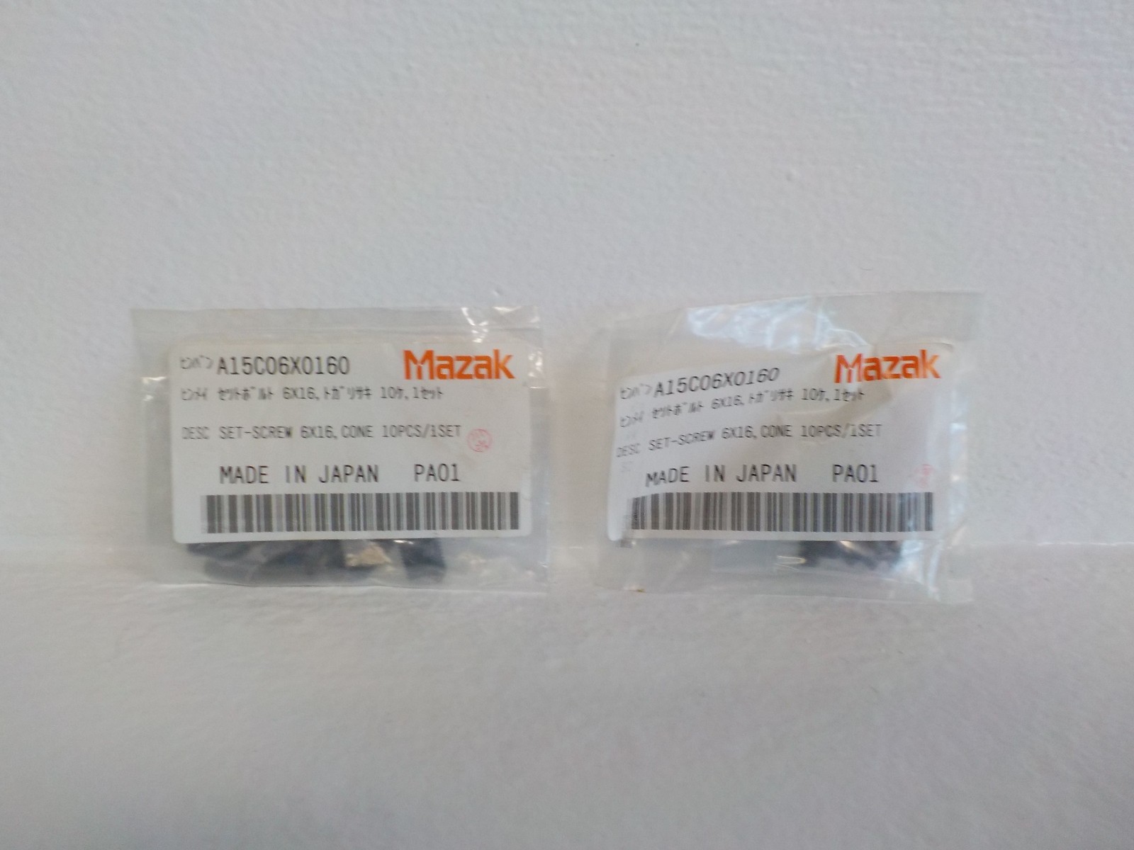 LOT OF 2 SETS MAZAK A15C06X0160 NEW SET/10 PCS 6X16 CONE SET SCREW A15C06X0160