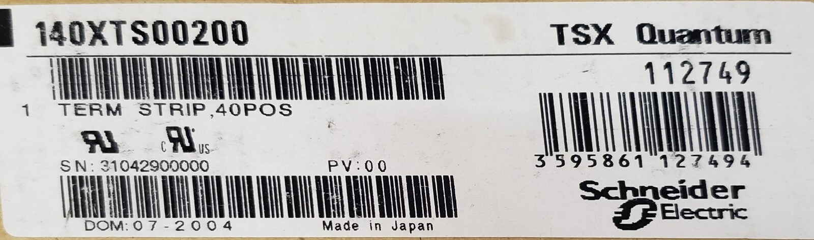 SCHNEIDER 140XTS00200 TSX QUANTUM