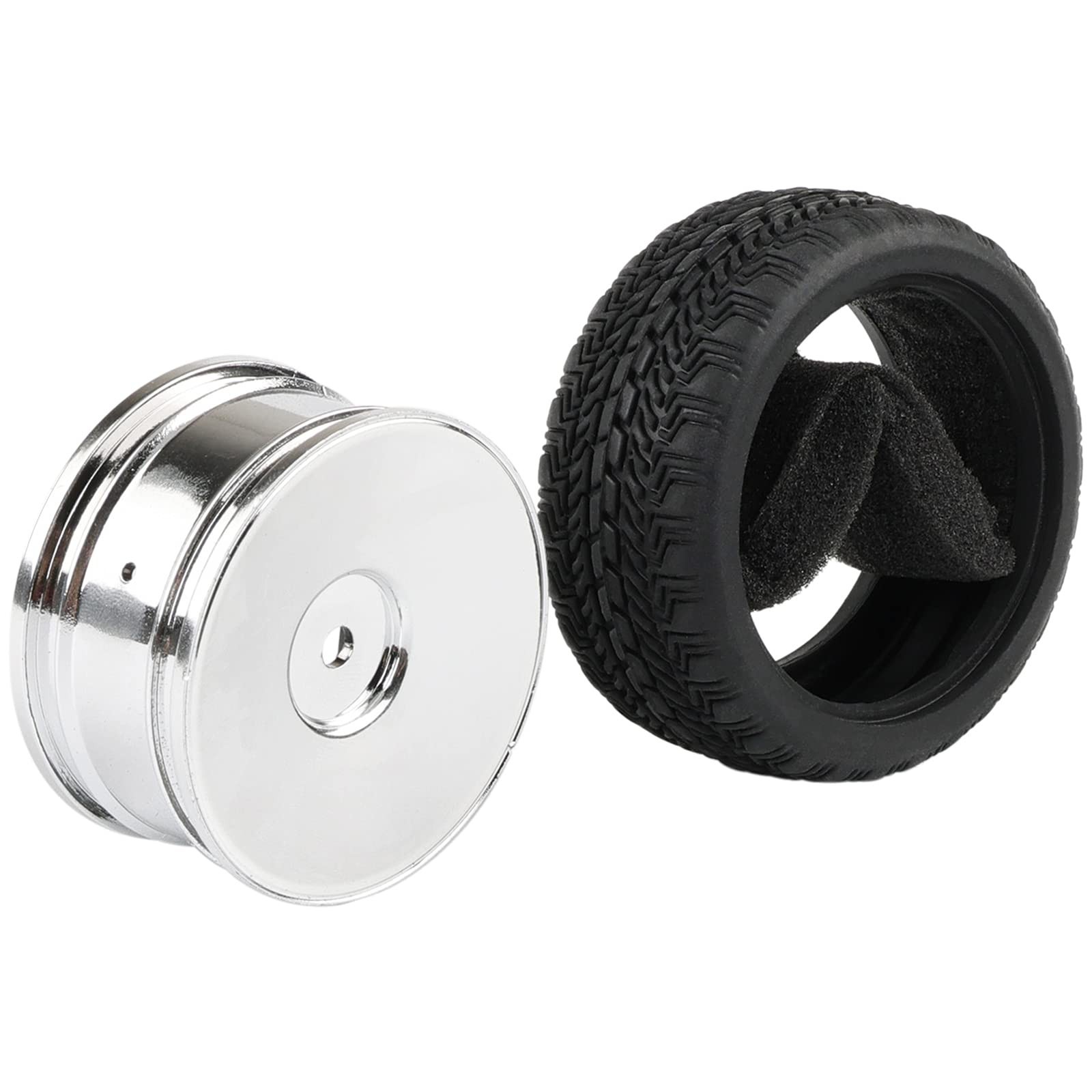 4PCS 12mm Hub Silver Rim & Tires RC Car Tires 1/10 On Road Racing Touring Car…