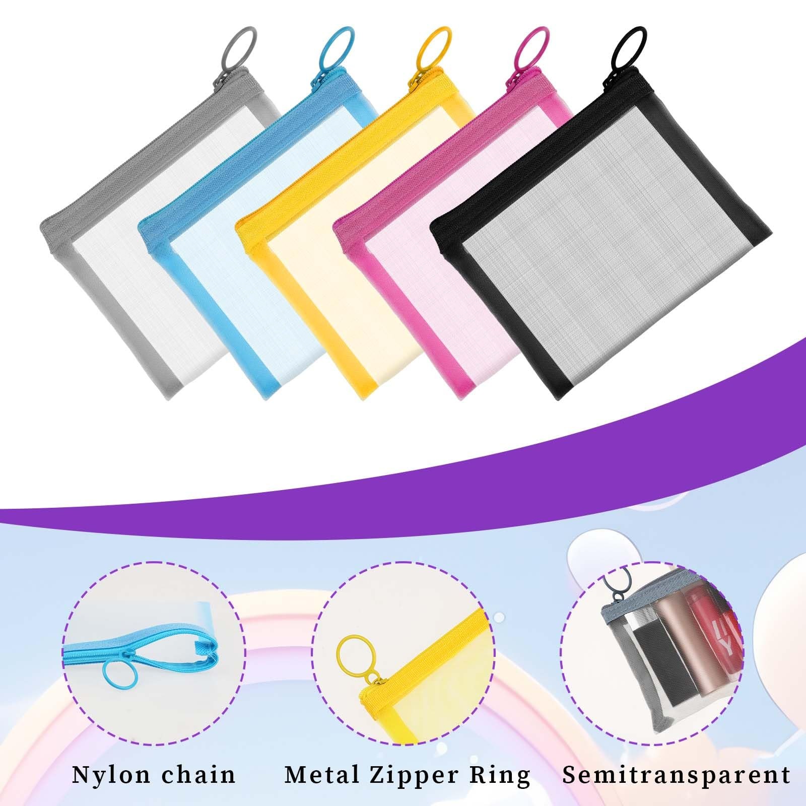 5 Pcs Mini Zipper Pouch Clear Small Mesh Small, Multicolor