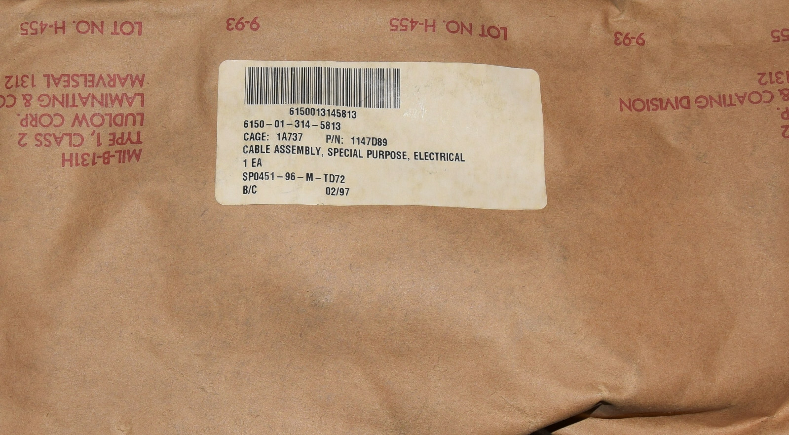 MILITARY SPECIAL PURPOSE TEST CABLE 1147D89 6150-01-314-5813