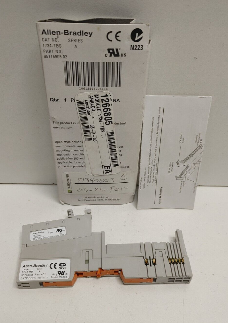 NEW OLD STOCK! ALLEN-BRADLEY SER.A POINT I/O TERMINAL BASE 1734-TBS