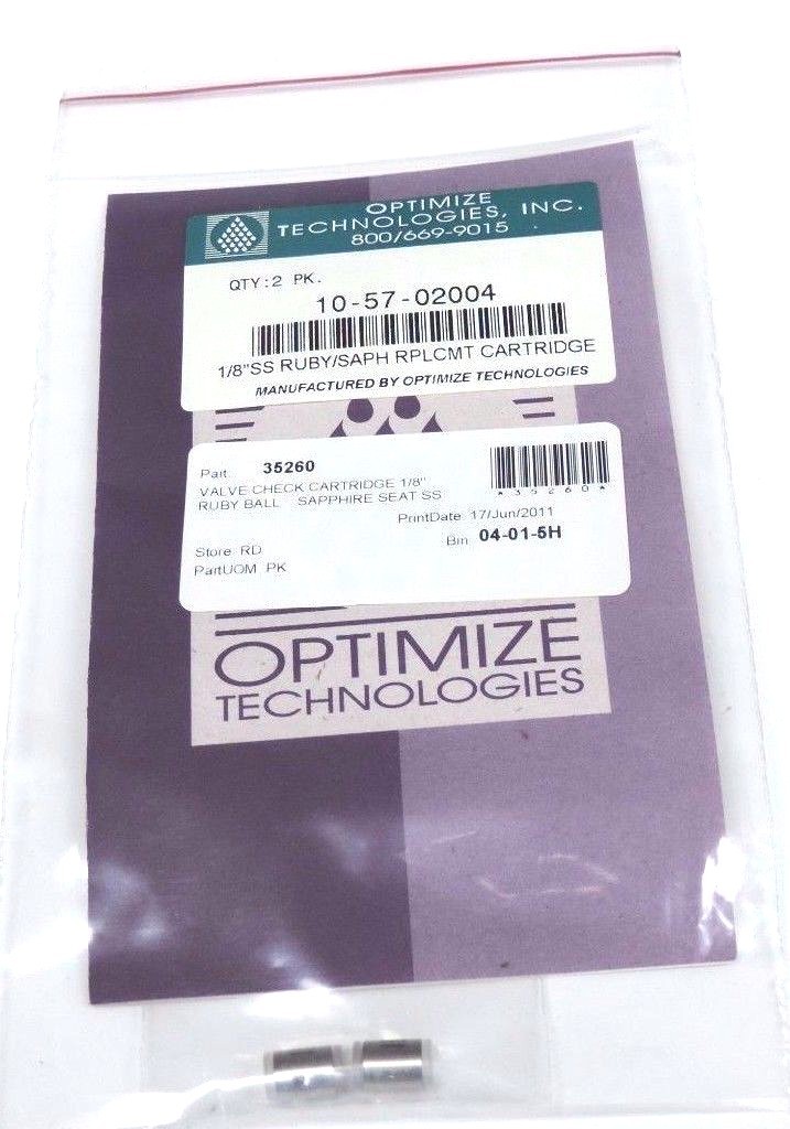 NEW OPTIMIZE TECHNOLOGIES 10-57-02004 1/8” SS RUBY/SAPH RPLCMT CARTRIDGE 2-PACK