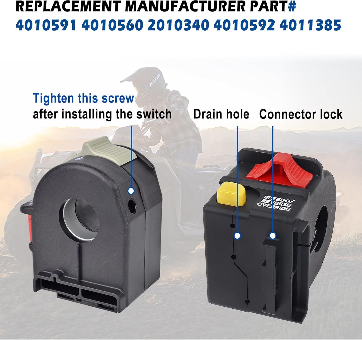 Handlebar Headlight Switch, Light Kill Stop Switch for Sportsman 400 450 500 550