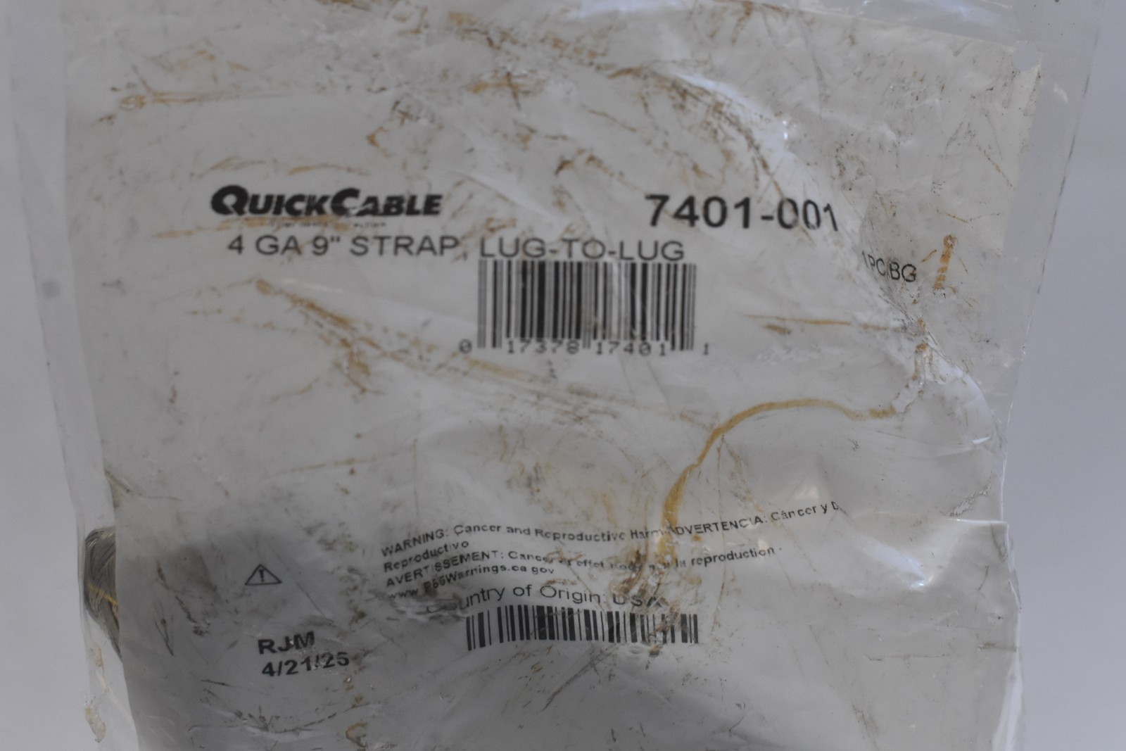 Quick Cable 7401-001 4 Gauge 9″ Strap Lug To Lug Braided Ground Cable Cord