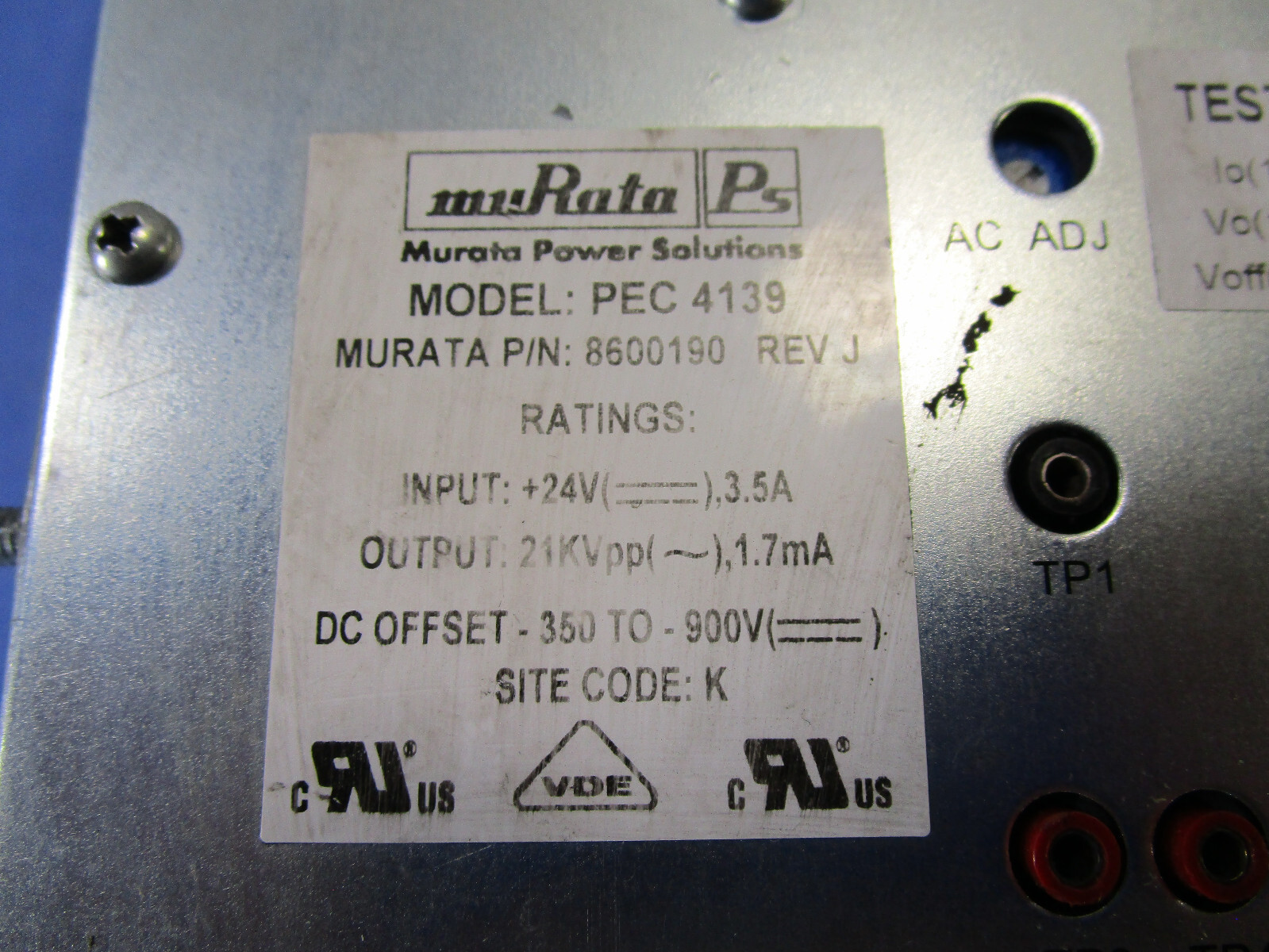 C&D TECHNO. POWER SUPPLY UNIT PEC4139 5C0302 8600190 Murata