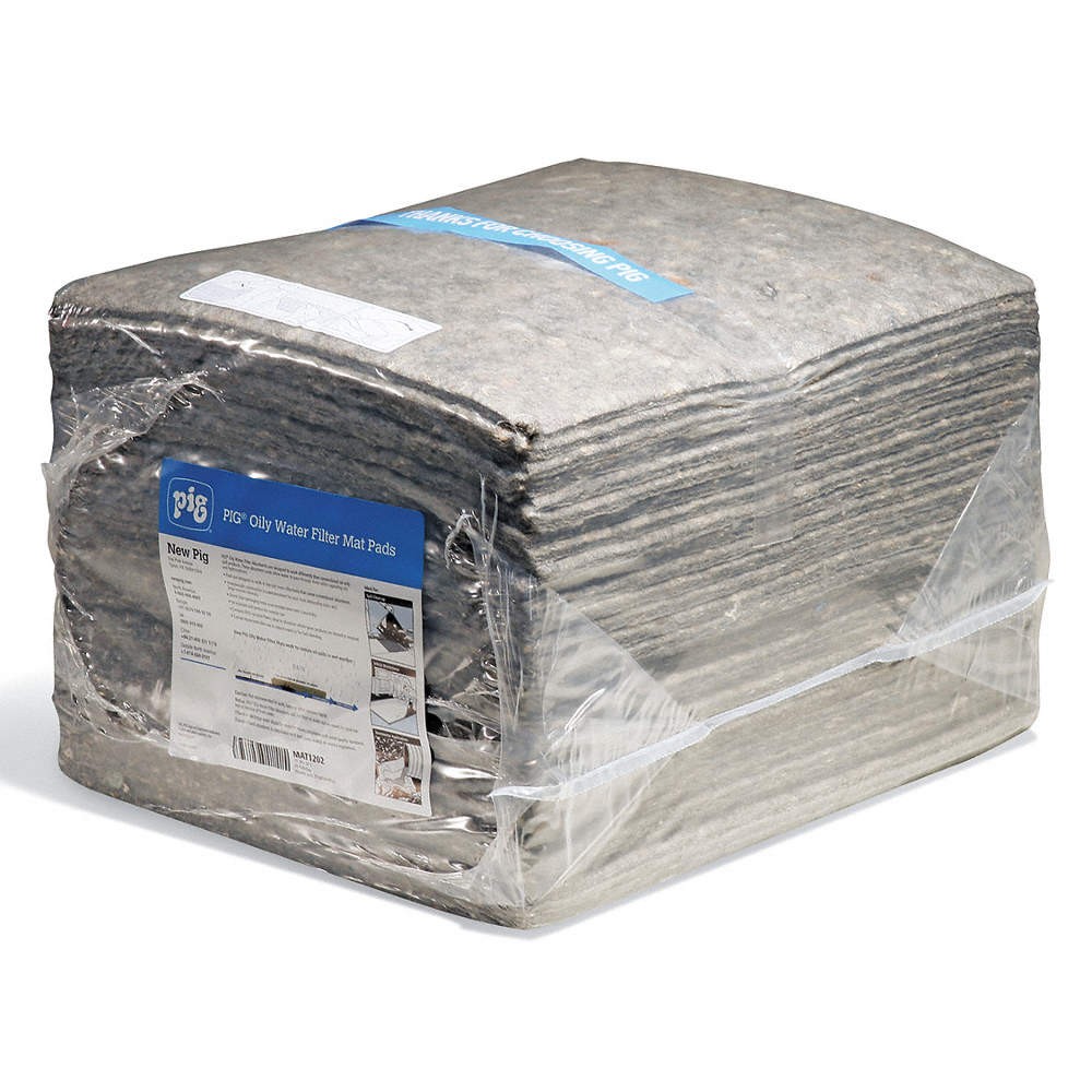 PIG MAT1202 Oil Water Filter Mat Pads,18″L,15″W,PK30 54XK77