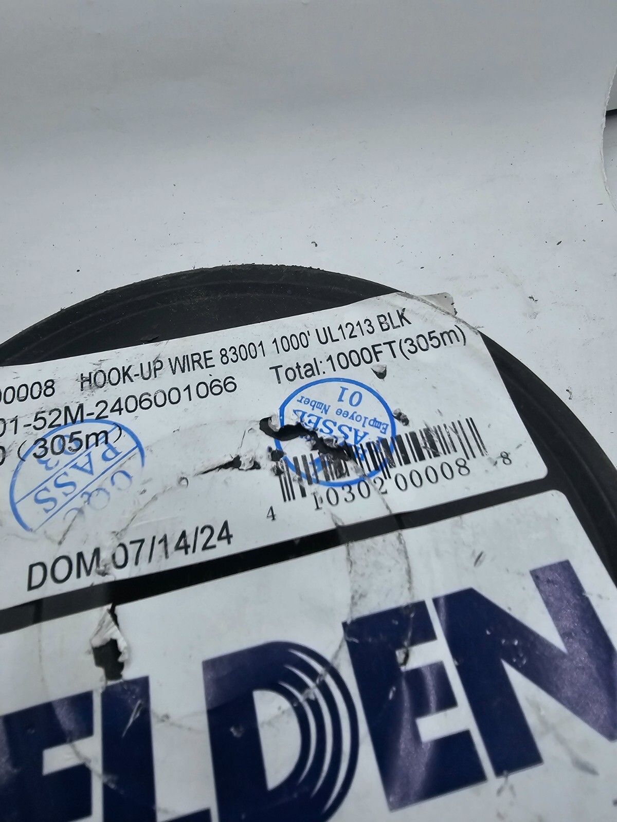 Belden Hook-Up Wire Black 1000ft UL1213 83001 A01-52M-2406001066