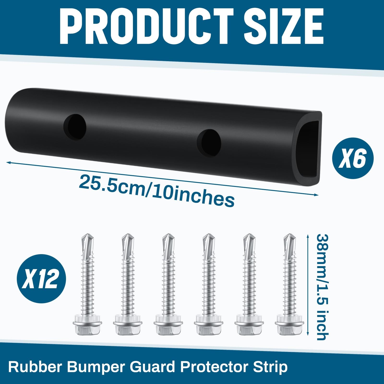 6 Pcs 10 Inch Universal Rubber Bumper Strip for Trailers Trucks Commercial Ve…