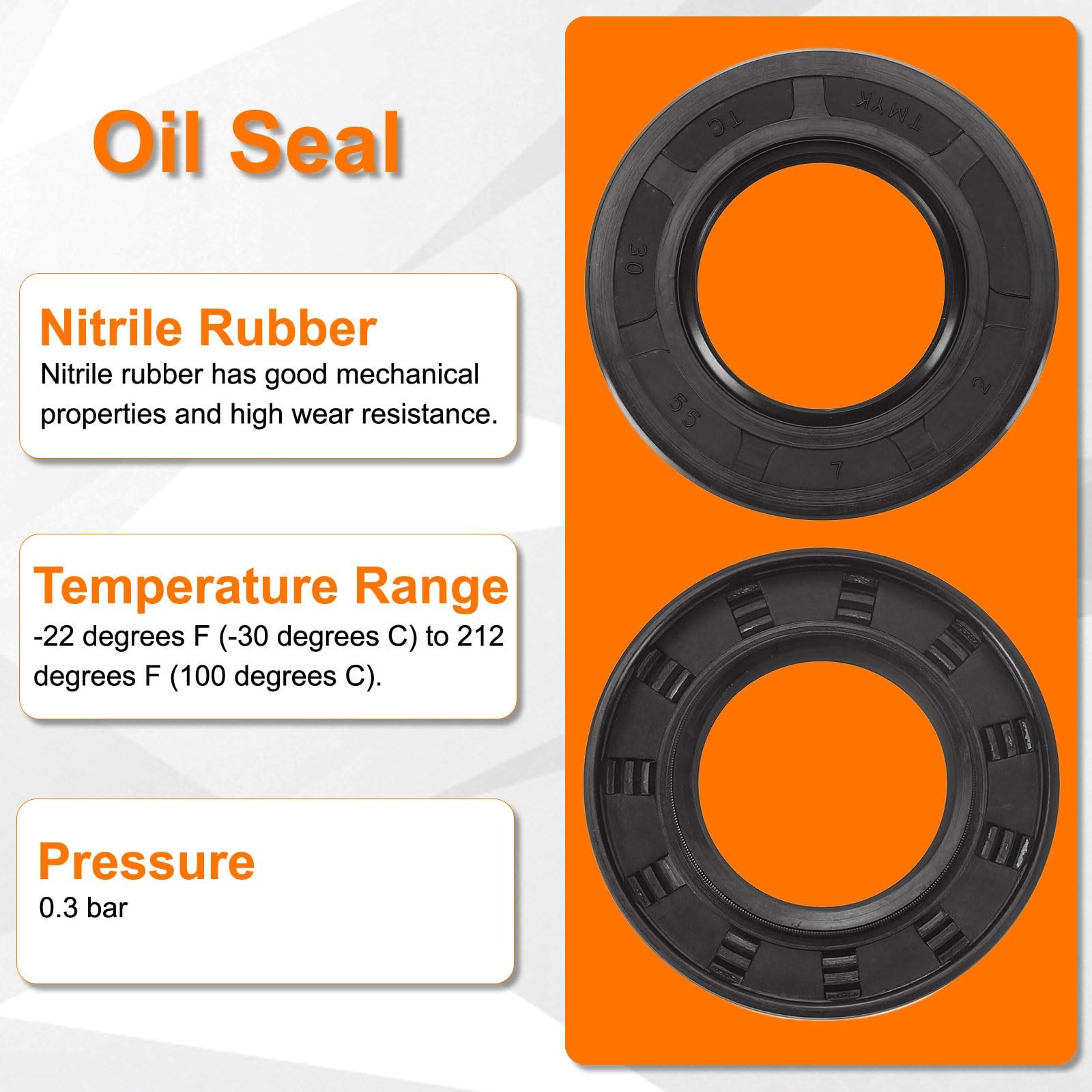 uxcell Oil Seal, TC 30mm x 55mm x 7mm Nitrile Rubber Cover x x