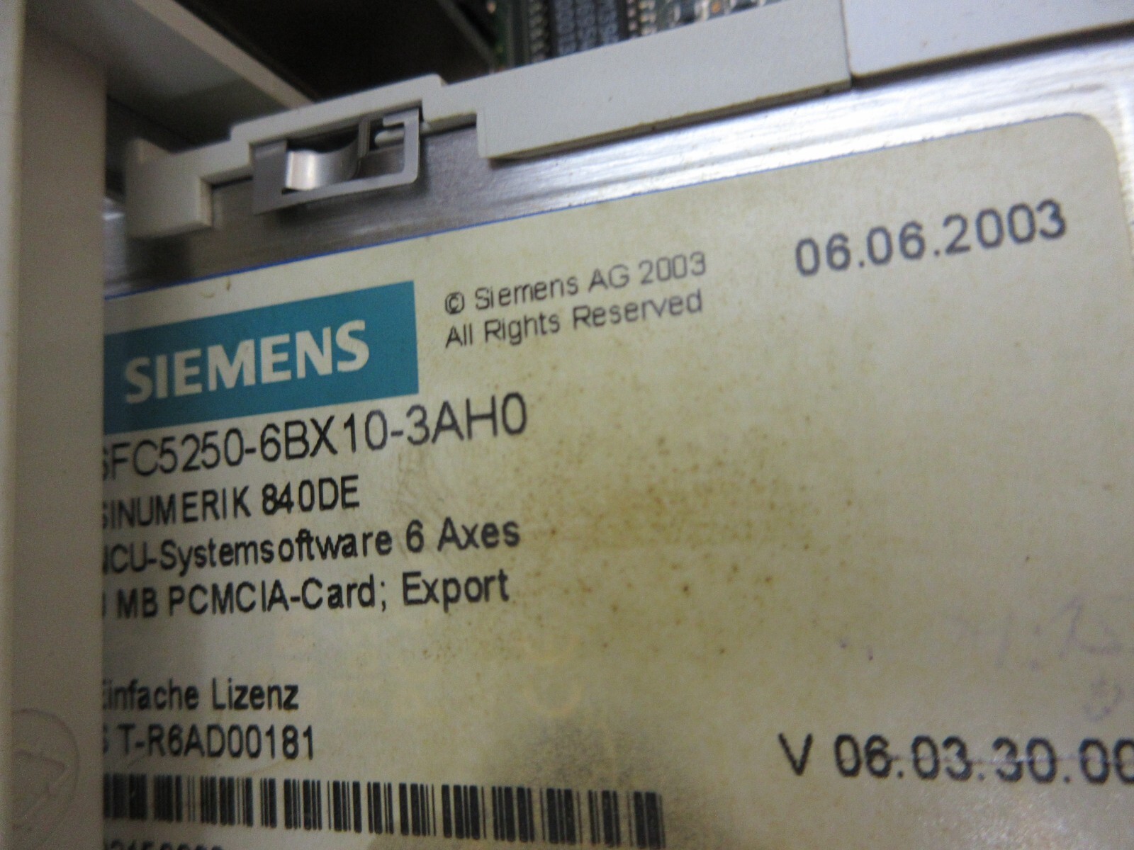 SIEMENS 6FC5357-0BB11-0AE1 6FC5 357 SINUMERIK 840D/DE 6FC5250-6BX10-3AH0S