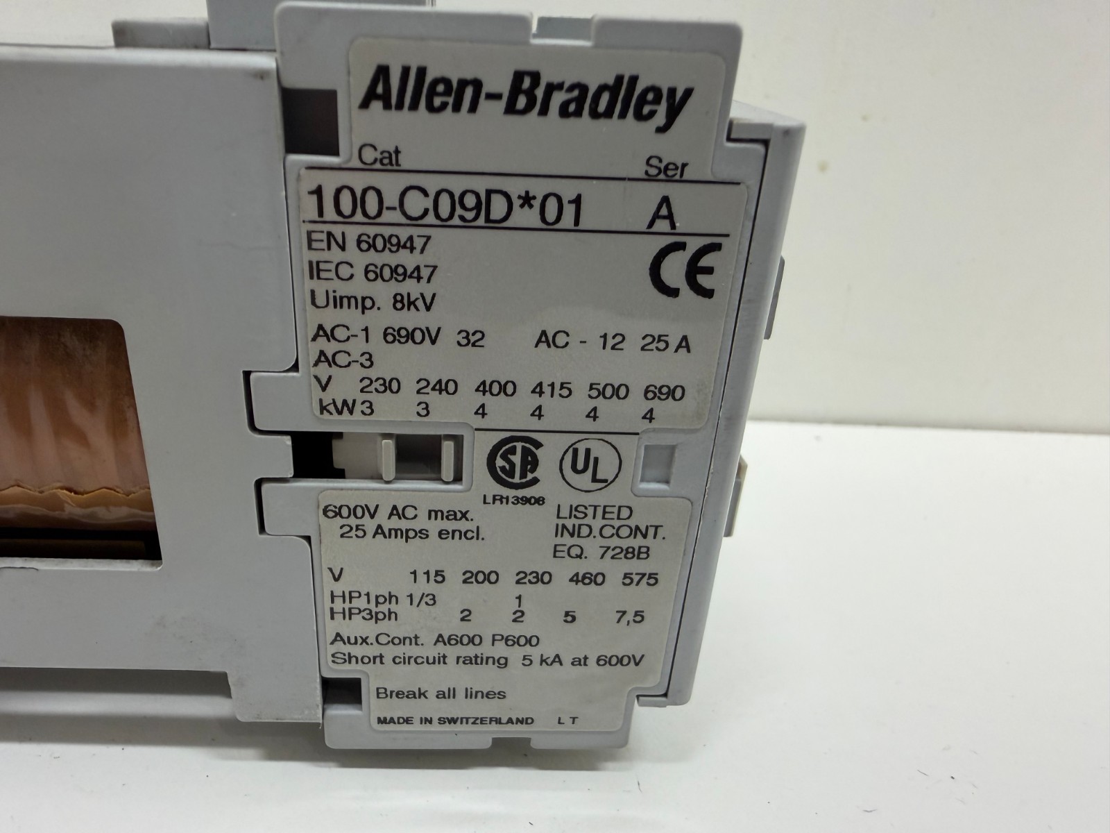 GOOD USED! ALLEN-BRADLEY 24V SER. A CONTACTOR 100-C09D01